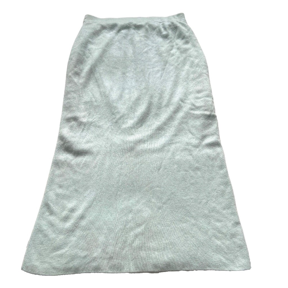 Bellino Knit Skirt 16 Maxi Cashmere Blend Pencil Elastic Waist Pastel Pale lBlue